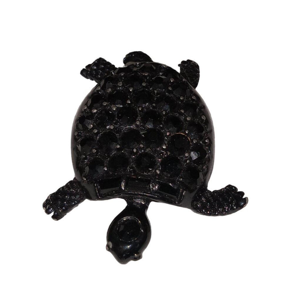 Vintage PELL Black Rhinestones Tortoise Turtle Brooch Pin RARE - Picture 12 of 15